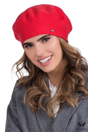 BERET DAMSKI - jakościowa przędza - kolor koralowy - INEZZ