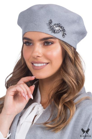 BERET DAMSKI - jakościowa przędza - kolor szary - BELLA