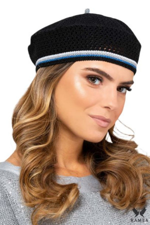 BERET DAMSKI - jakościowa przędza - kolor czarny - MALLORKA