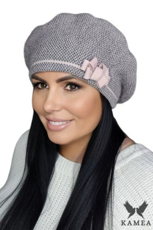 BERET DAMSKI - jakościowa przędza - kolor różowy - HELENA
