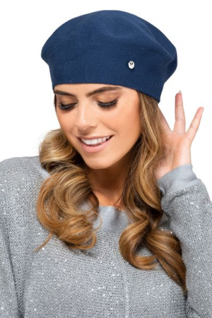BERET DAMSKI - jakościowa przędza - z wiskozy - kolor granatowy - NASHVILLE