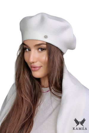BERET DAMSKI - jakościowa przędza - kolor ekru - AFRAH
