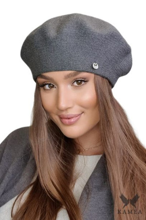 BERET DAMSKI - jakościowa przędza - kolor grafitowy - AFRAH