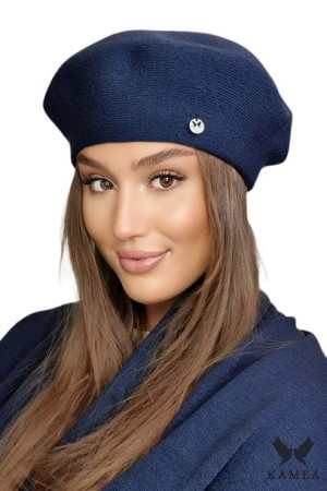 BERET DAMSKI - jakościowa przędza - kolor granatowy - AFRAH