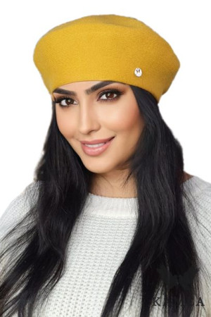 BERET DAMSKI - jakościowa przędza - kolor miodowy - AFRAH