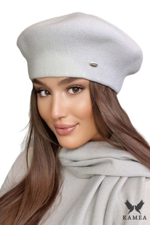 BERET DAMSKI - jakościowa przędza - kolor beżowy - ARKADIA