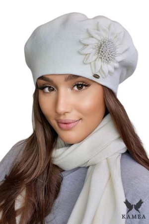 BERET DAMSKI - jakościowa przędza - kolor ekru - JASMIN