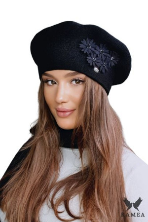 BERET DAMSKI - jakościowa przędza - w kolorze czarnym - TALA