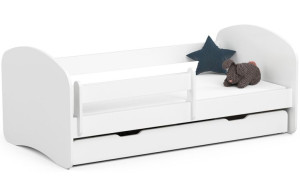 Łóżko dziecięce 160x80 SMILE z materacem i szufladą białe