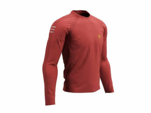 COMPRESSPORT Koszulka biegowa z długim rękawem TRAINING T-SHIRT LS bordowa