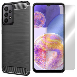 Etui Do Samsung Galaxy A23 Pokrowiec Karbon +szkło