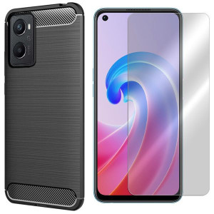 Etui Do Oppo A96 4g Pokrowiec Case Karbon + Szkło