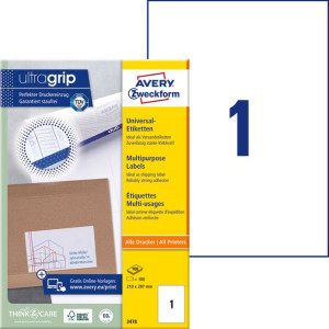 Etykiety Uniwersalne Avery Zweckform Trwałe 210 X 297 Mm. 1 Etykieta/a4(+)