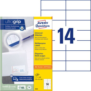 Etykiety Uniwersalne Avery Zweckform Trwałe 105 X 42.3 Mm 14 Etykiet/a4(+)