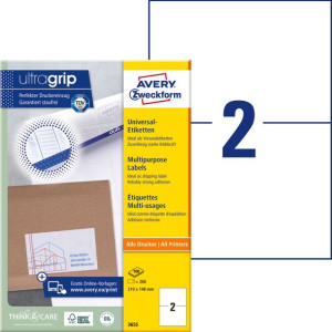 Etykiety Uniwersalne Avery Zweckform Trwałe 210 X 148 Mm. 2 Etykiety/a4(+)