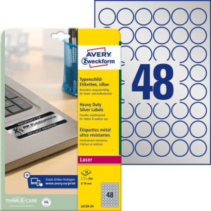 Etykiety 30 Mm Srebrne Heavy Duty Avery Zweckform