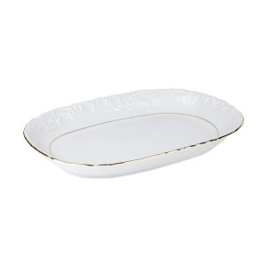 Półmisek owalny ĆMIELÓW Rococo złoty pasek 29 cm