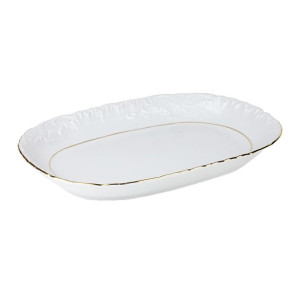 Półmisek owalny ĆMIELÓW Rococo złoty pasek 33 cm
