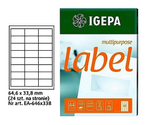 Etykiety A4 Igepa 64.6 X 33.8 Mm Białe (100)
