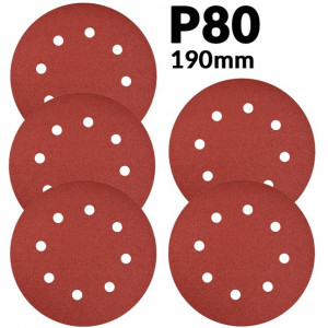 Papier Ścierny 190mm Krążek P80 Szlifierki 5 Szt