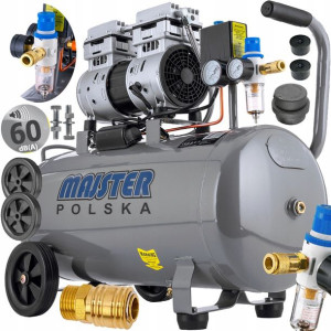 Kompresor Bezolejowy Sprężarka 50l Cichy + Zestaw