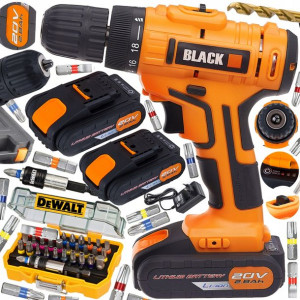 Wiertarko Wkrętarka 20v Led 2x Aku + Dewalt Bity