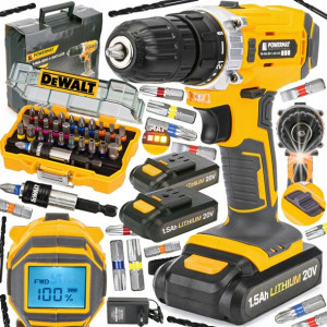 Wiertarko Wkrętarka 20v 2xaku Lcd + Dewalt Bity