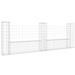 Ogrodzenie gabionowe z 3 słupkami, żelazo, 260x20x100 cm