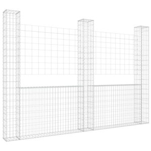 Ogrodzenie gabionowe z 3 słupkami, żelazo, 260x20x200 cm