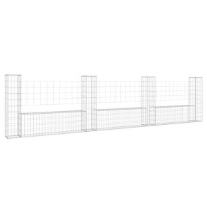 Ogrodzenie gabionowe z 4 słupkami, żelazo, 380x20x100 cm