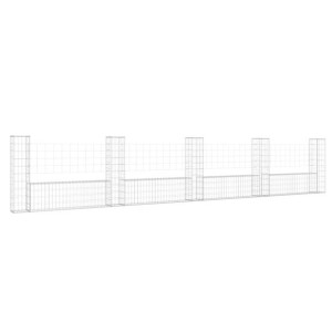 Ogrodzenie gabionowe z 5 słupkami, żelazo, 500x20x100 cm
