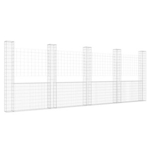 Ogrodzenie gabionowe z 5 słupkami, żelazo, 500x20x200 cm