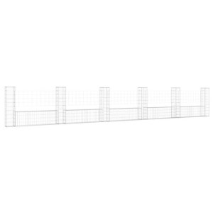Ogrodzenie gabionowe z 6 słupkami, żelazo, 620x20x100 cm