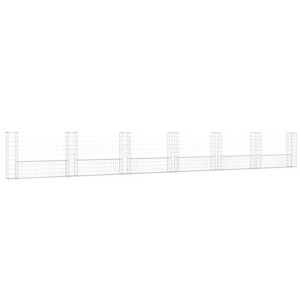 Ogrodzenie gabionowe z 7 słupkami, żelazo, 740x20x100 cm