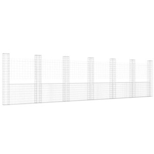 Ogrodzenie gabionowe z 7 słupkami, żelazo, 740x20x200 cm