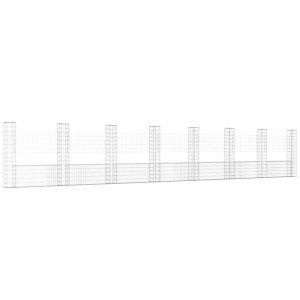 Ogrodzenie gabionowe z 8 słupkami, żelazo, 860x20x150 cm