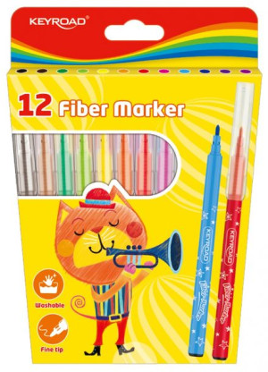 Flamastry Keyroad Fiber Marker 12 Kolorów