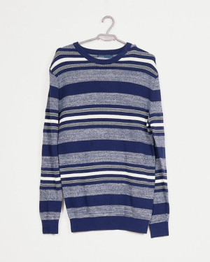 Sweter Męski Granatowy Paski Easy R. S