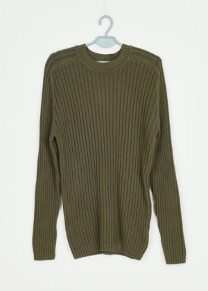Sweter Męski Zielony W Prążki Cbc R. L