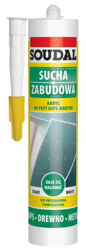 SOUDAL SUCHA ZABUDOWA akryl do płyt G-K kartusz 280ml (4368)