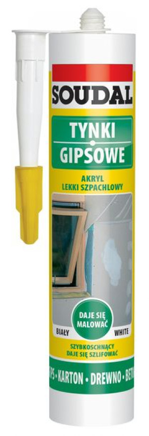 SOUDAL TYNKI GIPSOWE akryl lekki szpachlowy biały kartusz 280ml (4369)