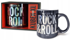 Kubek Xl Moje Życie To Rock&roll Duży Na Kawę Prezent Dla Muzyka Urodziny