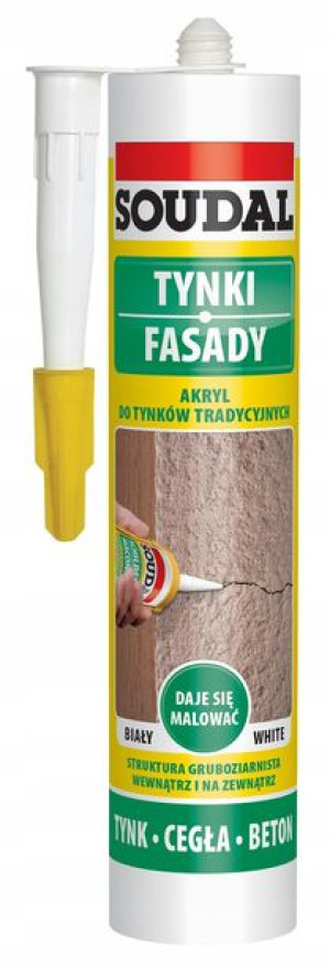 SOUDAL TYNKI FASADY biały akryl do tynków tradycyjnych kartusz 280ml(10564)