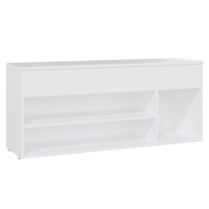 Ławka z miejscem na buty, biała, 105x30x45 cm