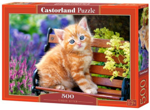 Castor Puzzle 500 Ek Rudy Kot Na Ławce Kwiaty