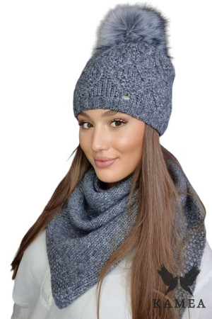 KOMPLET DAMSKI - zimowy - merino wool kolor szary - FREZJA
