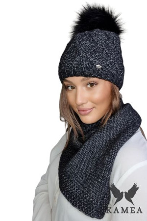 KOMPLET DAMSKI - zimowy - merino wool kolor czarny - FREZJA