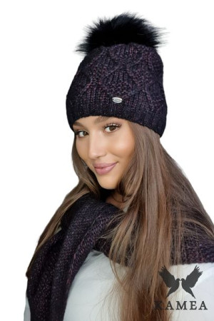 KOMPLET DAMSKI - zimowy - merino wool kolor czarny multi - FREZJA