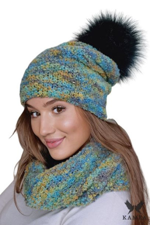 KOMPLET DAMSKI - wełniany - baby alpaca - kolor mix mięta - FAZILA