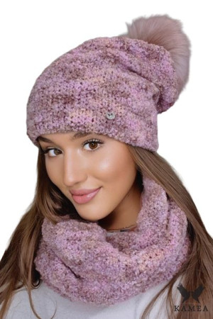 KOMPLET DAMSKI - wełniany - baby alpaca - kolor mix róż - FAZILA